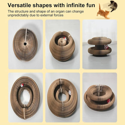 Kitty Curls Cat Toy,Magic Organ Cat Toy,Cat Scratcher for Grinding Claw Cardboard Cat Toys,Interactive Scratch Pad with Toy Ball