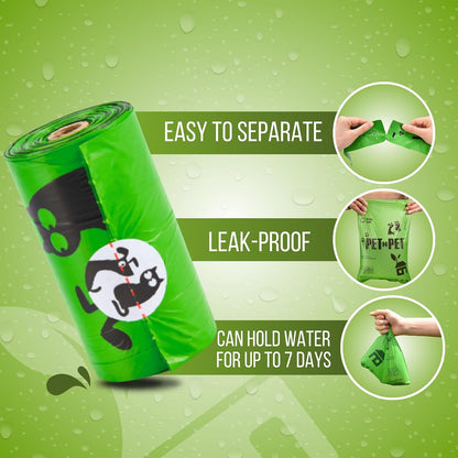 Dog Poop Bag, Leak Proof and Extra Thick, Unscented, Green