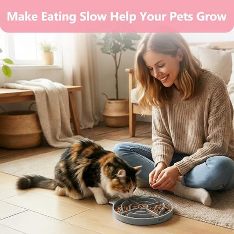 2 Pcs Silicone Slow Feeder Cat Bowl, Cat Slow Feeder for Food Training, Interactive Puzzle Bowls for Puppy, Kitten Dishes to Prevent Overeating, Treat Toys Suitable for Dry and Wet Food