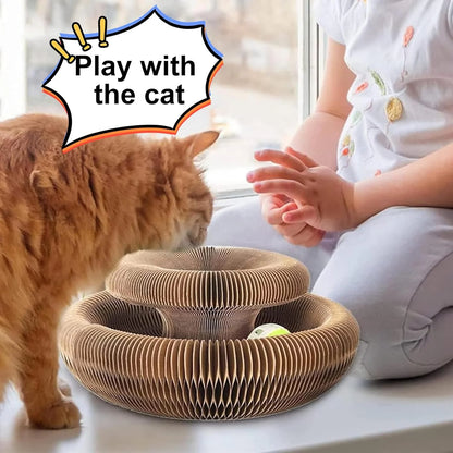 Kitty Curls Cat Toy,Magic Organ Cat Toy,Cat Scratcher for Grinding Claw Cardboard Cat Toys,Interactive Scratch Pad with Toy Ball
