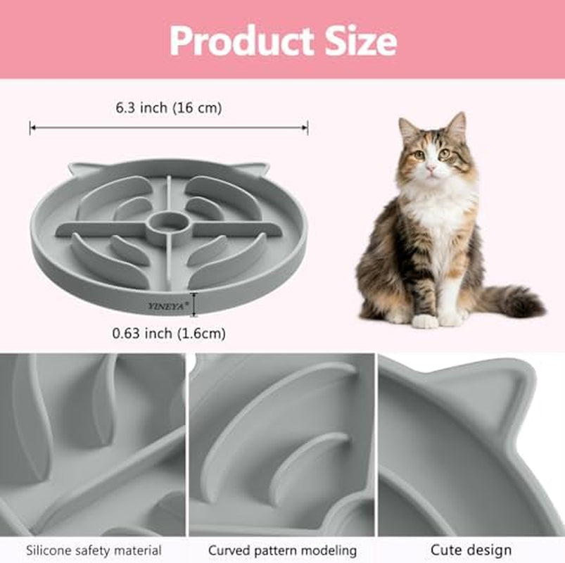 2 Pcs Silicone Slow Feeder Cat Bowl, Cat Slow Feeder for Food Training, Interactive Puzzle Bowls for Puppy, Kitten Dishes to Prevent Overeating, Treat Toys Suitable for Dry and Wet Food