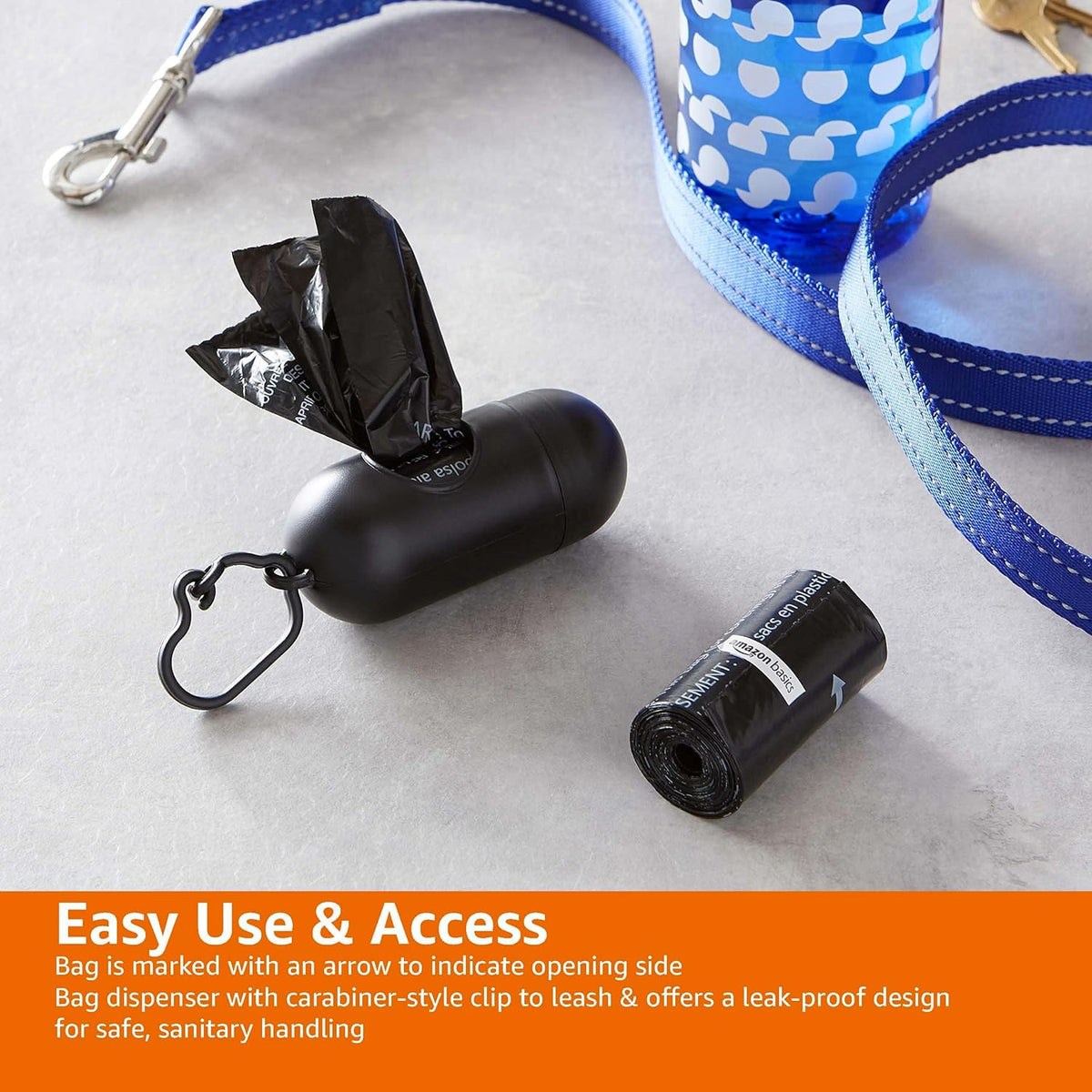 Dog Poop/Waste Bags with Dispenser and Leash Clip, Unscented, 300 Bags (20 Packs of 15 Bags)