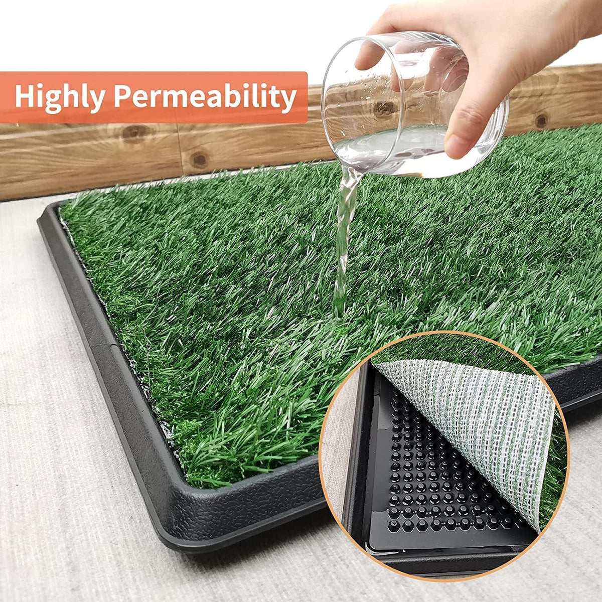 Dog Toilet Tray W/Dog Grass Pee Pad Artificial Grass Puppy Toilet Training