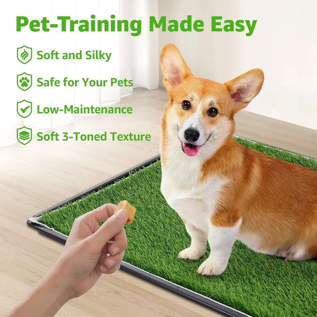 Dog Toilet Tray W/Dog Grass Pee Pad Artificial Grass Puppy Toilet Training