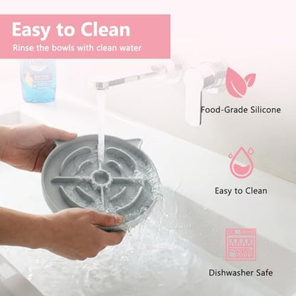 2 Pcs Silicone Slow Feeder Cat Bowl, Cat Slow Feeder for Food Training, Interactive Puzzle Bowls for Puppy, Kitten Dishes to Prevent Overeating, Treat Toys Suitable for Dry and Wet Food