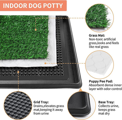 Dog Toilet Tray W/Dog Grass Pee Pad Artificial Grass Puppy Toilet Training
